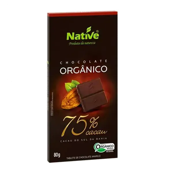 Chocolate Orgânico 75 Cacau Native 80g