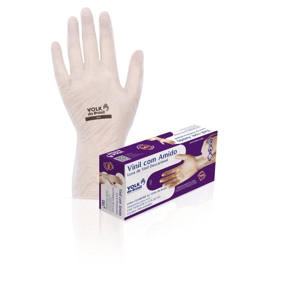 Luva Vinilvolk Anti Alergica 100unidade Tam P