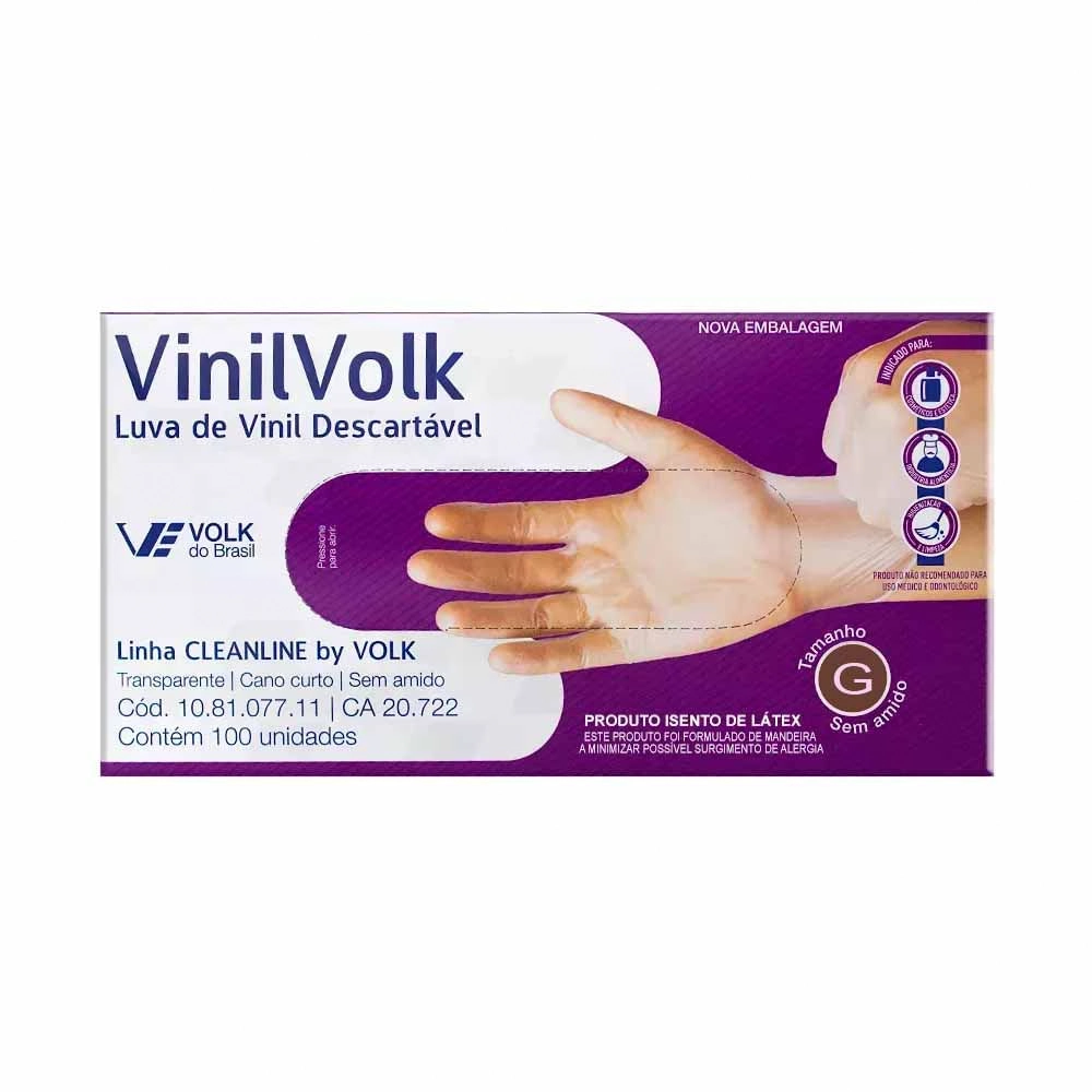 Luva Vinyl Volk C/100 Gde