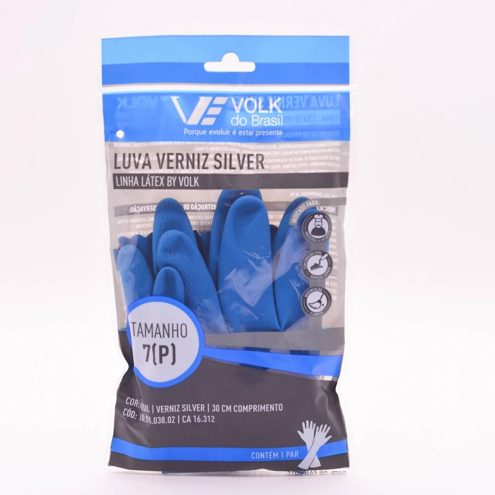 Luva Volk Verniz Silver Standard Azul P 1un