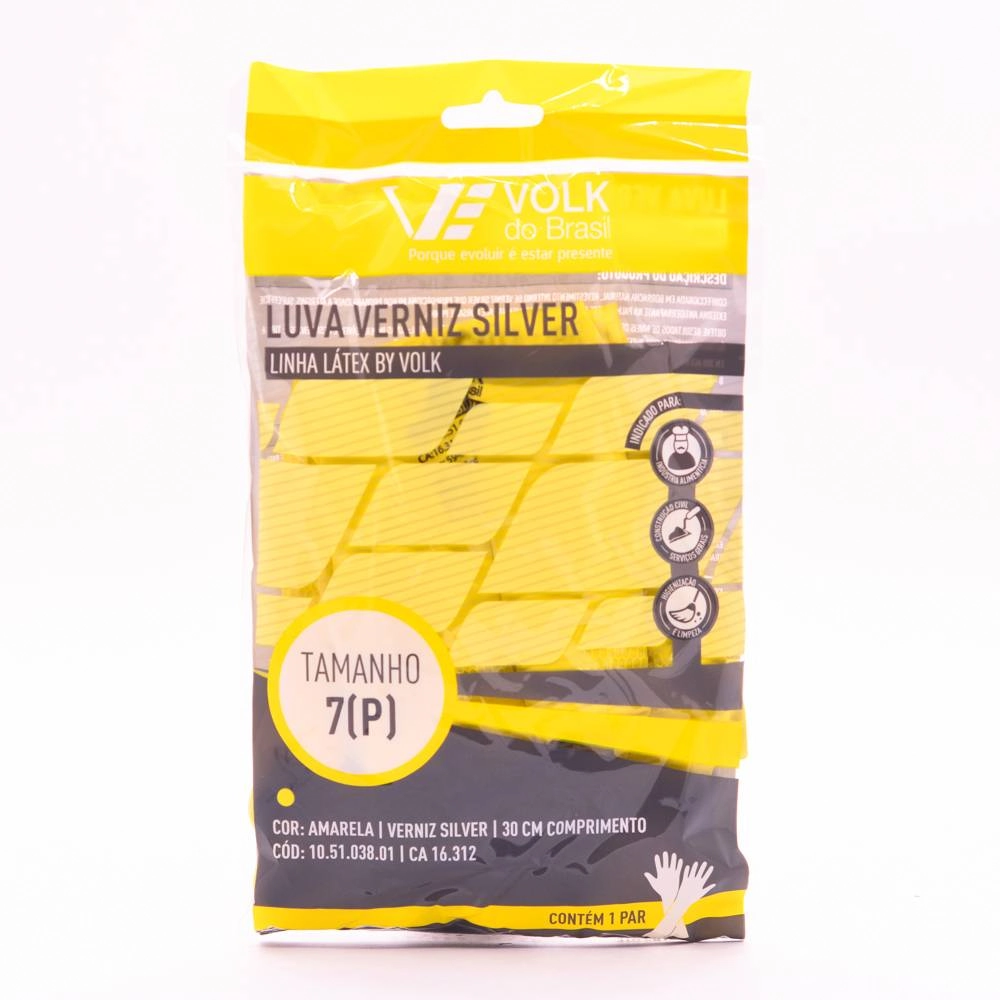 Luva Volk Verniz Silver Amarela P 1un