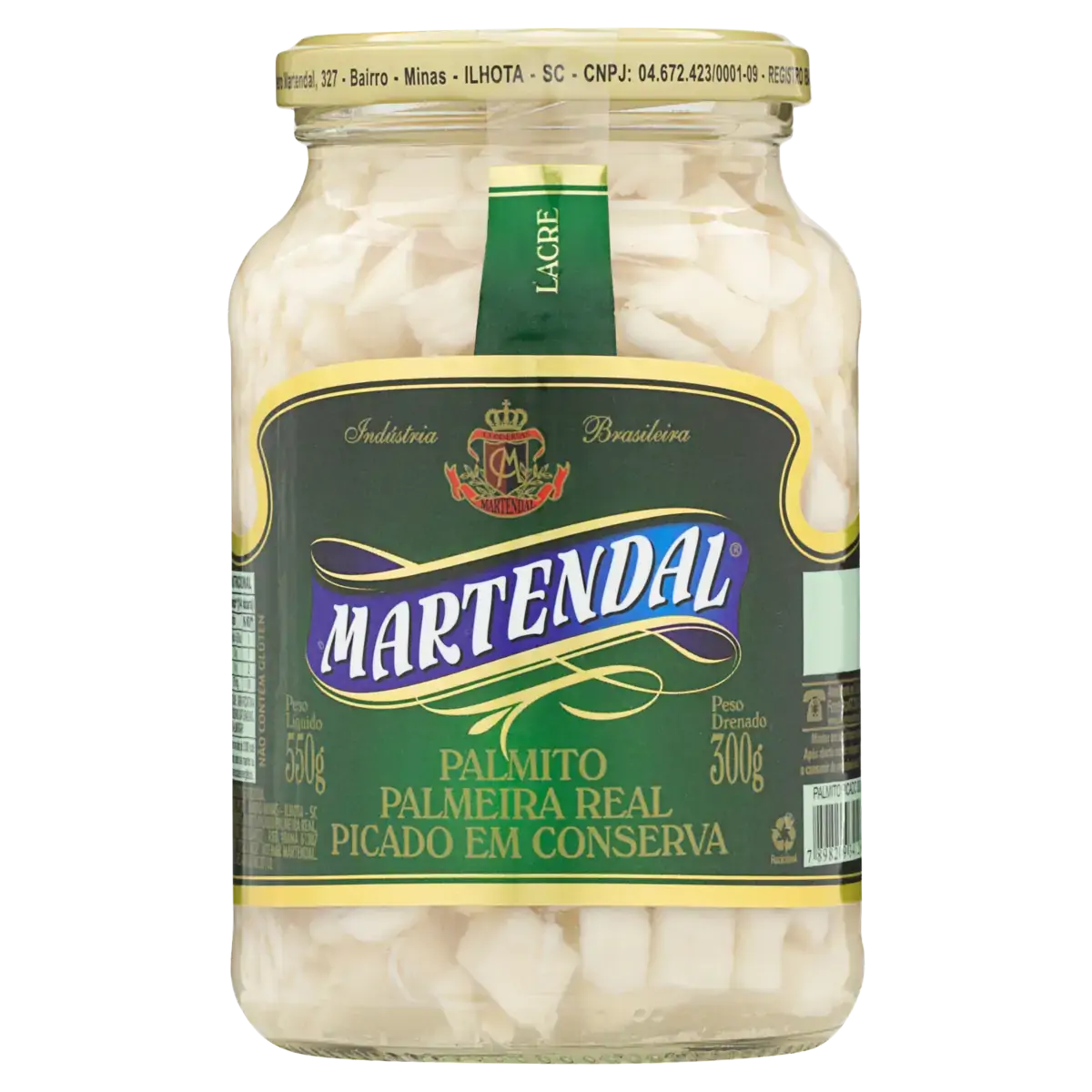 Palmito Palmeira Real Em Conserva Picado Martendal Vidro 300g