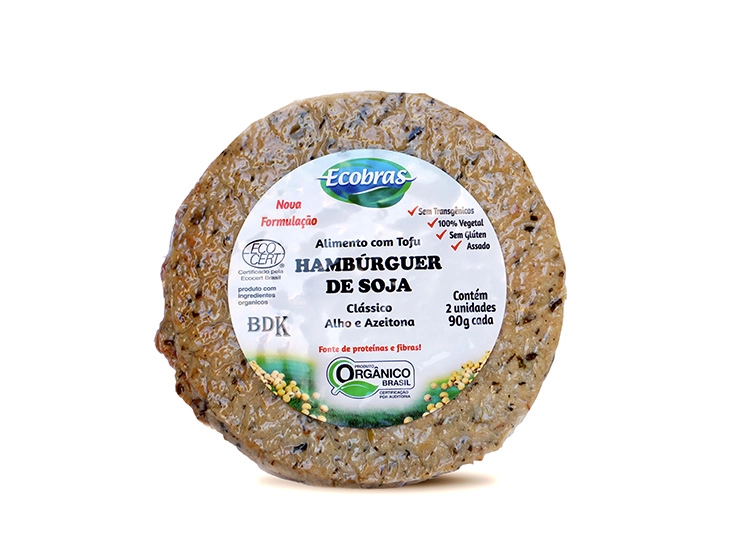 Hambúrguer à Base de Soja Orgânico Sabor Alho e Azeitona ECOBRAS 180g