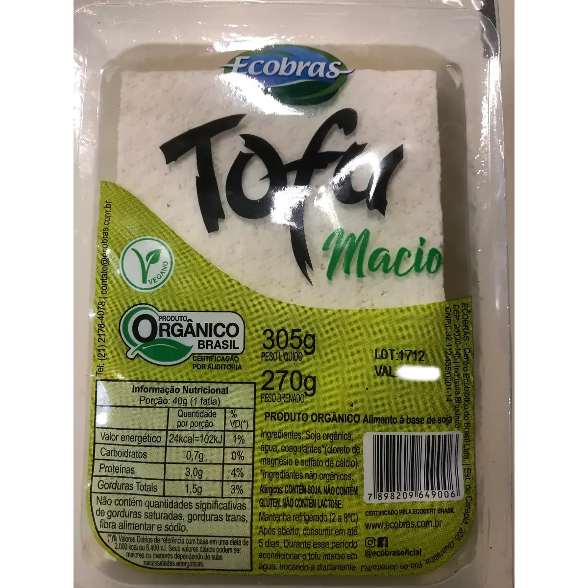 Tofu Fresco Ecobras 270 g
