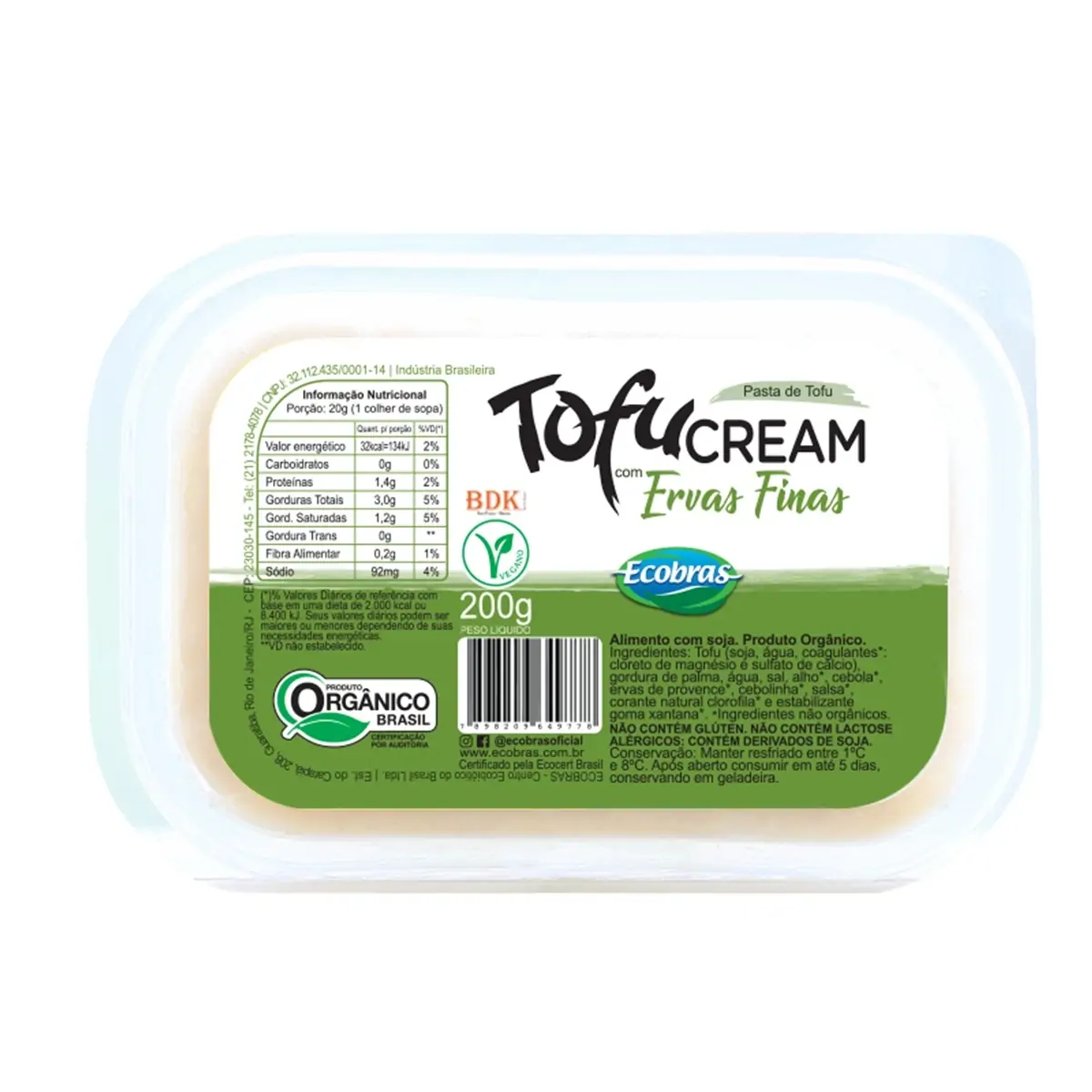 Tofu Cream com Ervas Finas Orgânico ECOBRAS Pote 200g