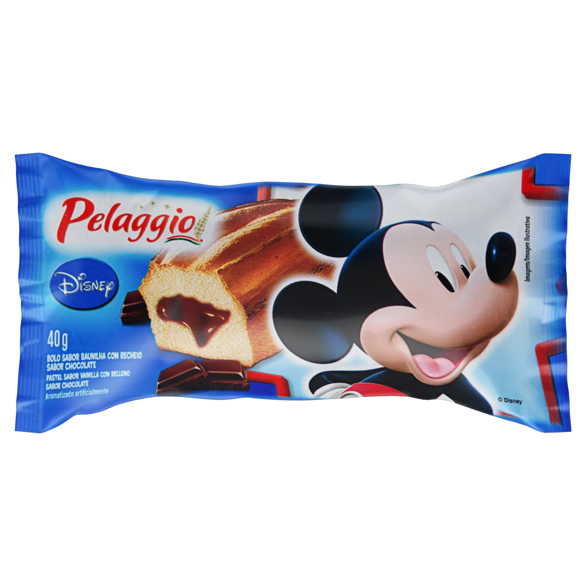 Bolo Baunilha Recheio Chocolate Pelaggio Disney Pacote 40g