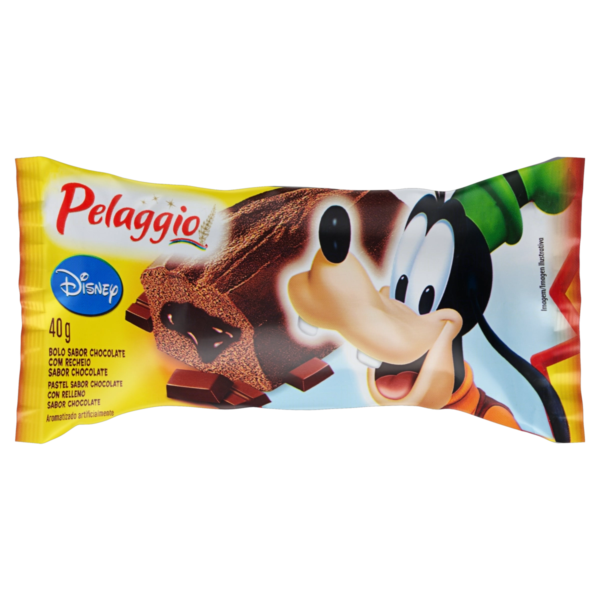 Bolo Chocolate Recheio Chocolate Pelaggio Disney Pacote 40g