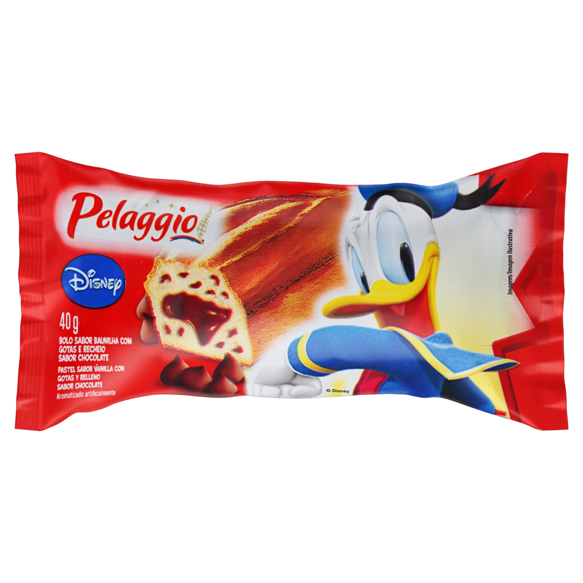 Bolo Baunilha Recheio Chocolate Pelaggio Disney Pacote 40g