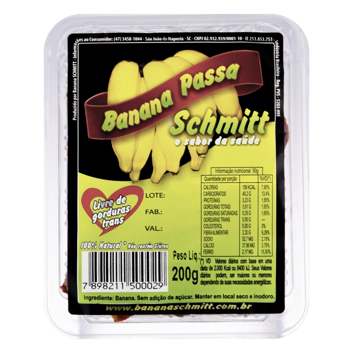 Banana Passa Schmitt Bandeja 200g