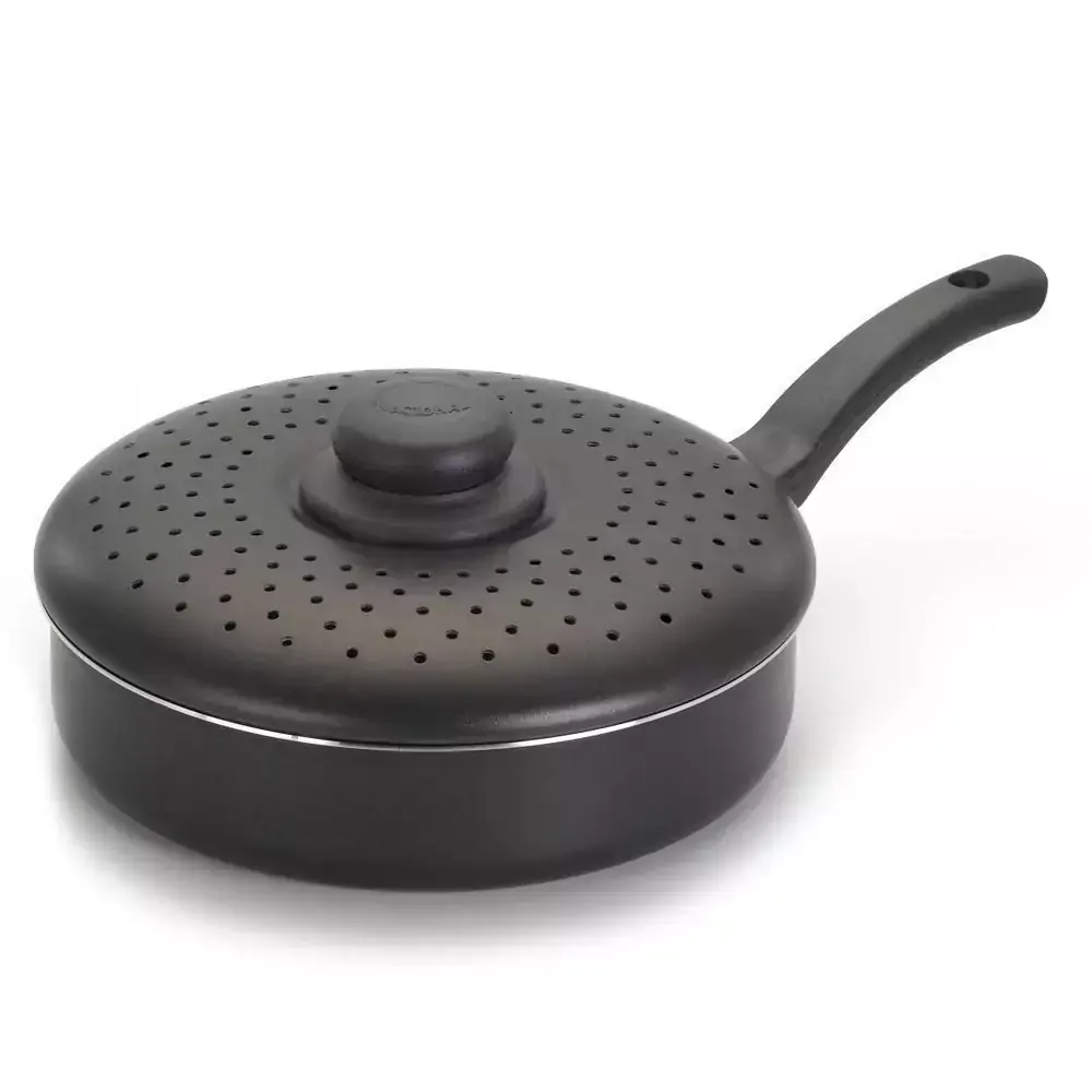 Frigideira Antiaderente Preta 20cm com Tampa para Fritura