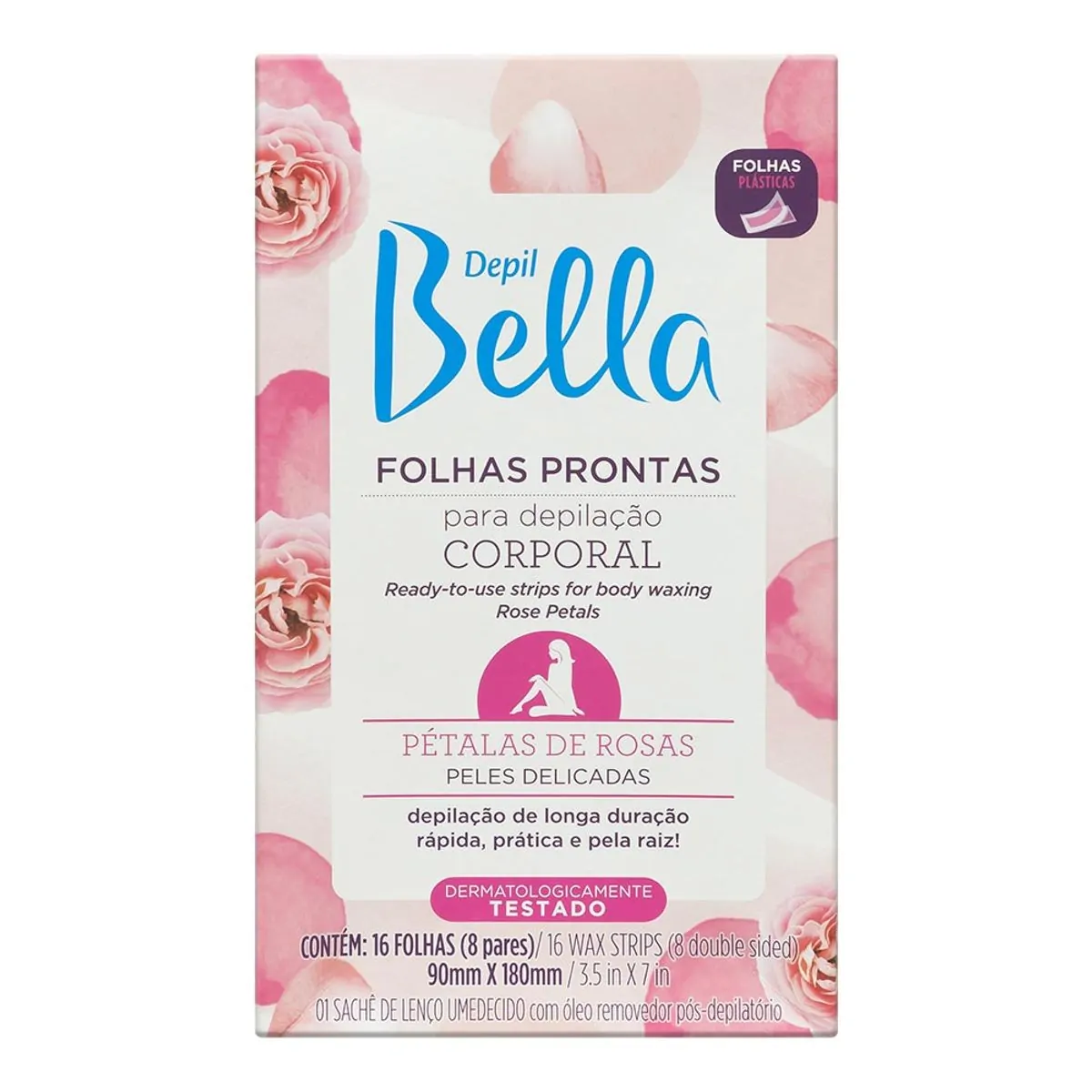 Folhas Para Depilação Corporal Pétalas De Rosas Depil Bella 90mm X 180mm 16 Unidades