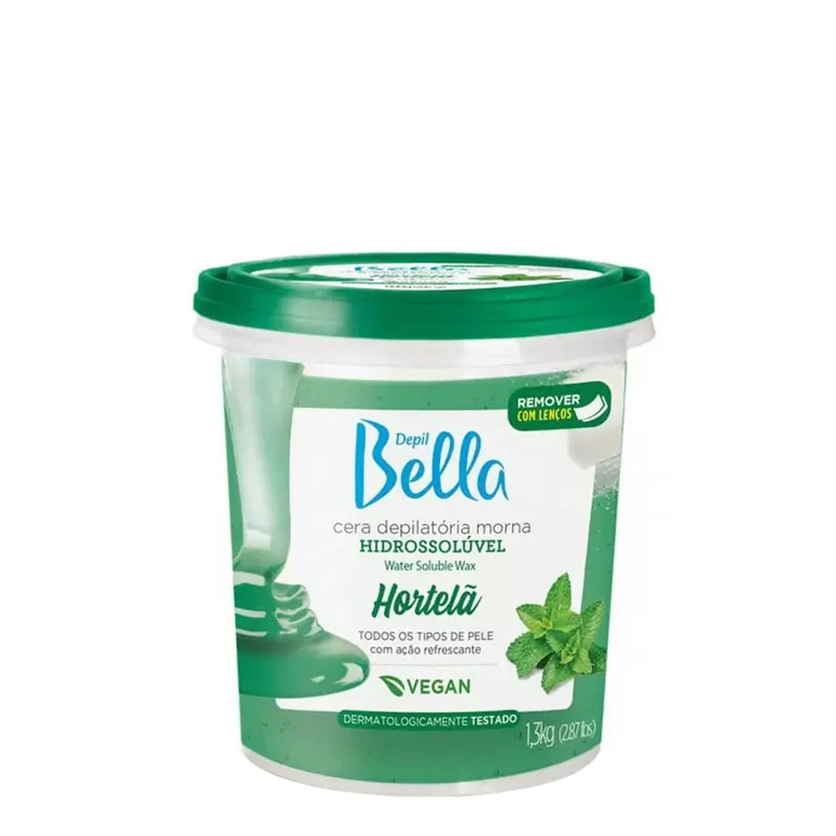 Cera Depilatória Hidrossoluvel Natural 1,3kg Hortelã Vegan