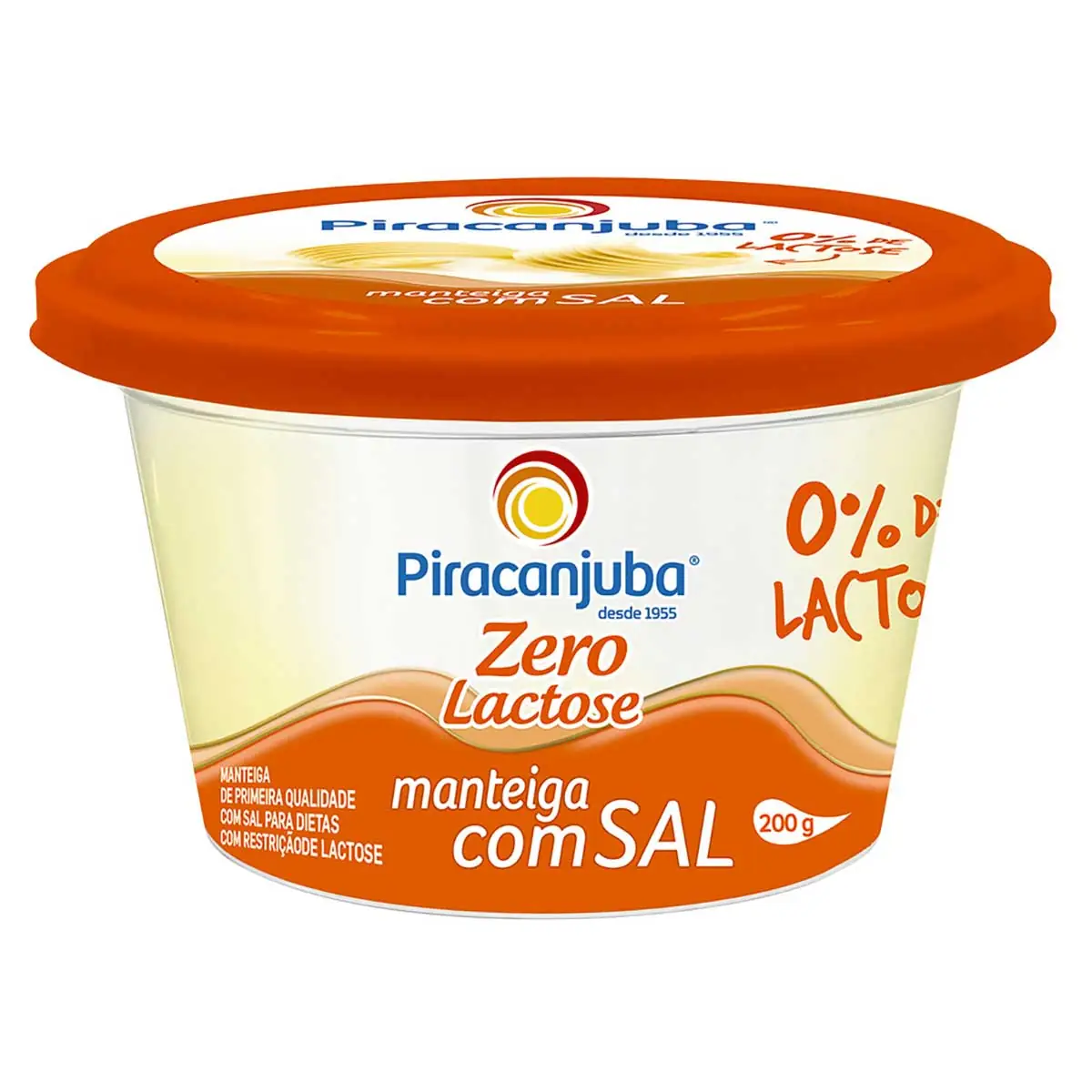 Manteiga com Sal Zero Lactose Piracanjuba 200g
