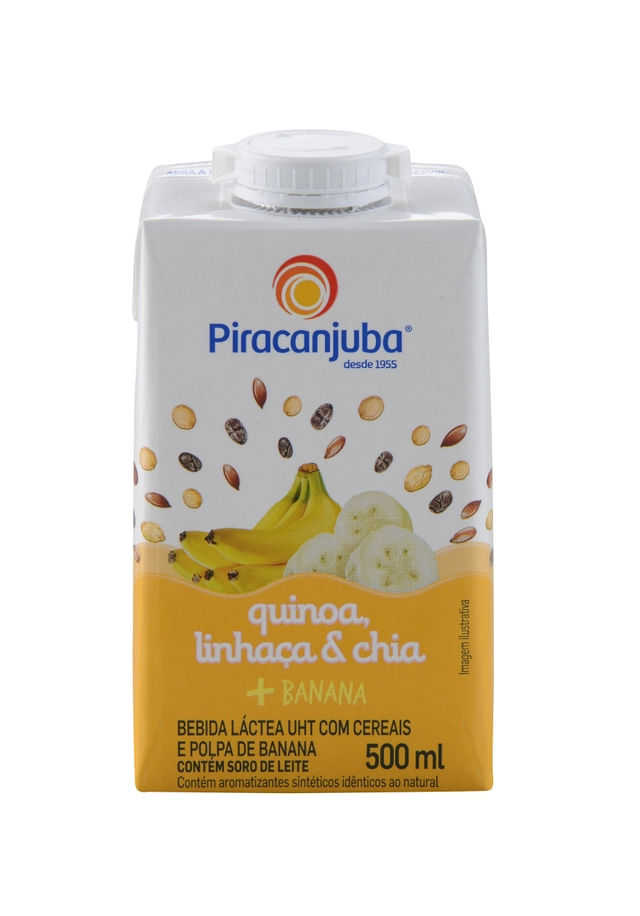 Bebida Láctea Uht Banana Com Quinoa, Linhaça E Chia Piracanjuba Caixa 500ml