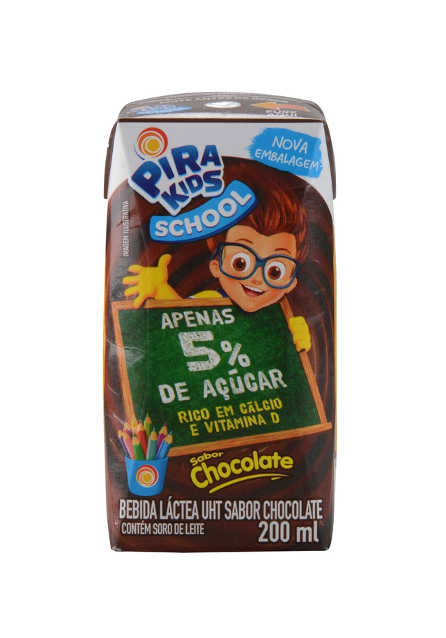 Bebida Láctea UHT Chocolate Pirakids School Caixa 200ml