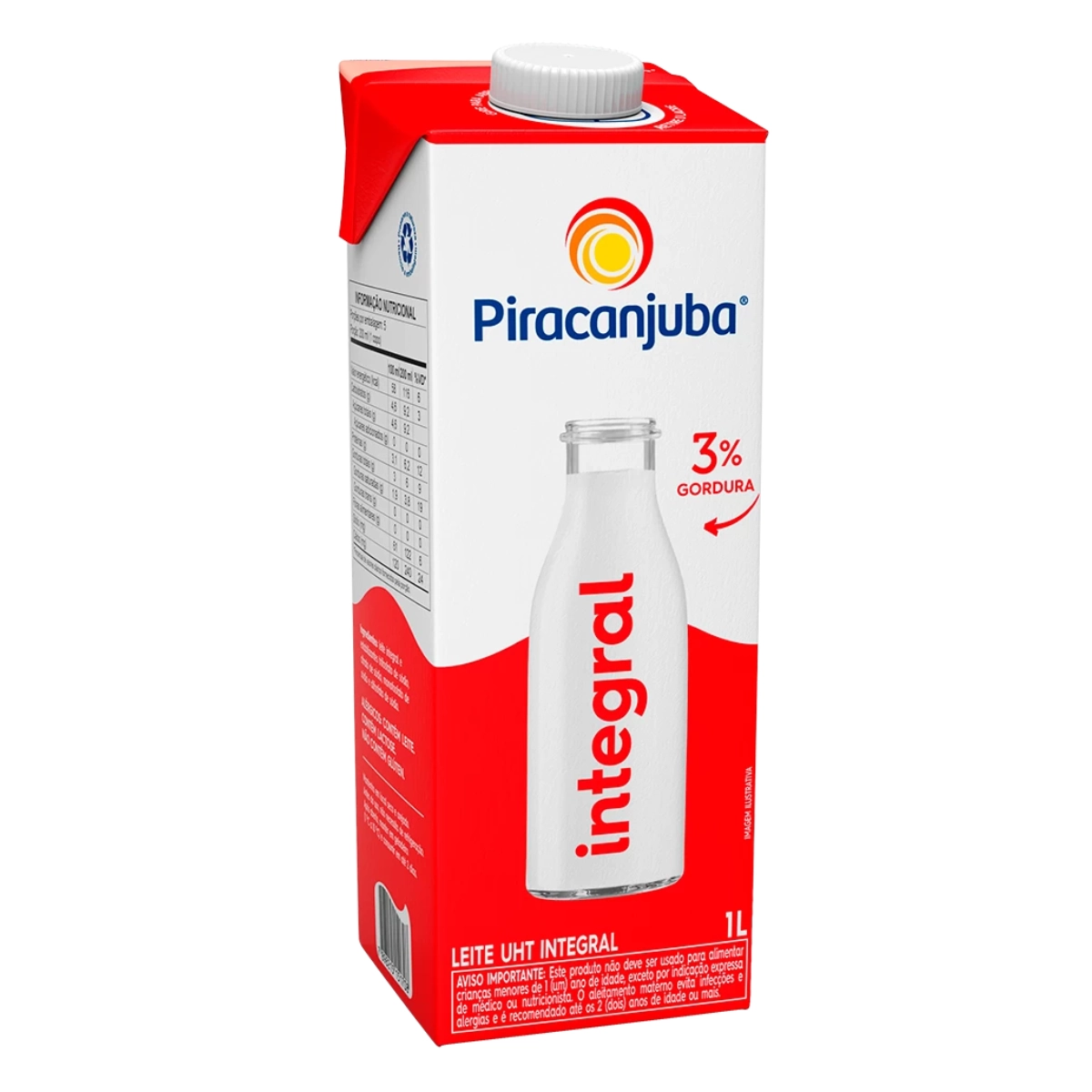 Leite Longa Vida Integral PIRACANJUBA 1 Litro