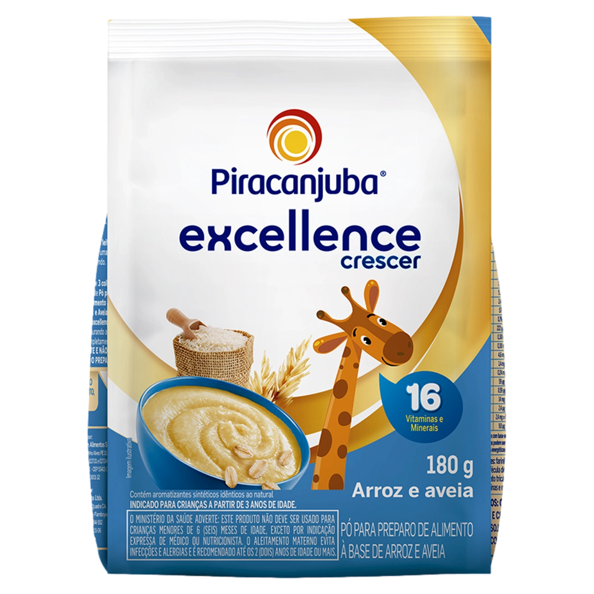 Alimento à Base De Arroz E Aveia Pó Piracanjuba Excellence Crescer Pacote 180g
