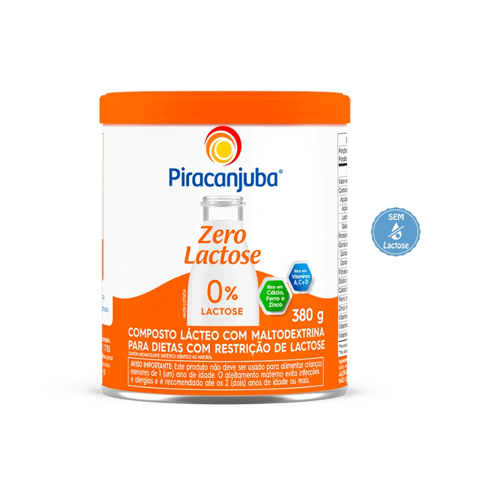 Composto Lácteo Zero Lactose Piracanjuba Lata 380g