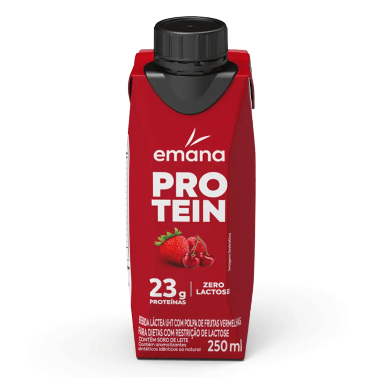 Bebida Láctea Uht Frutas Vermelhas Zero Lactose Emana Protein Caixa 250ml