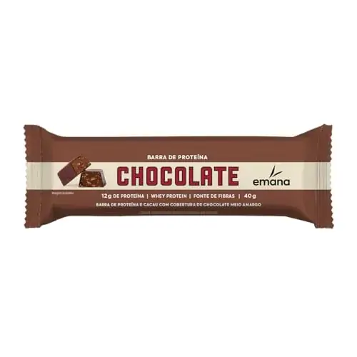 Barra De Proteína Cacau Cobertura Chocolate Meio Amargo Emana Pacote 40g