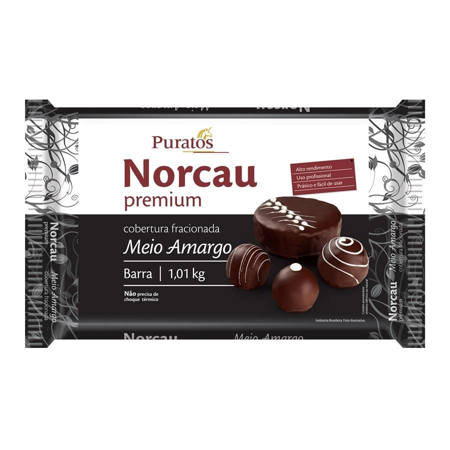 Cobertura Norcau Premium Fracionada Chocolate Meio Amargo 1,01kg