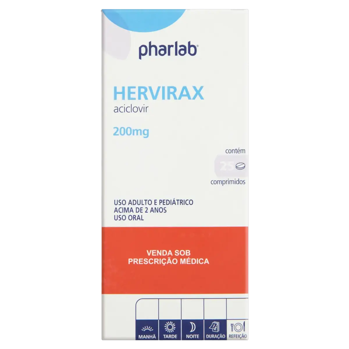 Hervirax 200mg Pharlab Caixa 25 Comprimidos