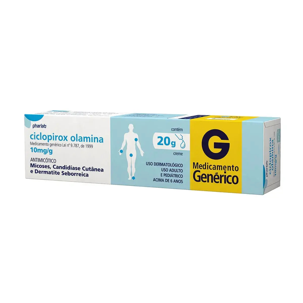 Ciclopirox Olamina Creme 10mg/g Pharlab Caixa 20g