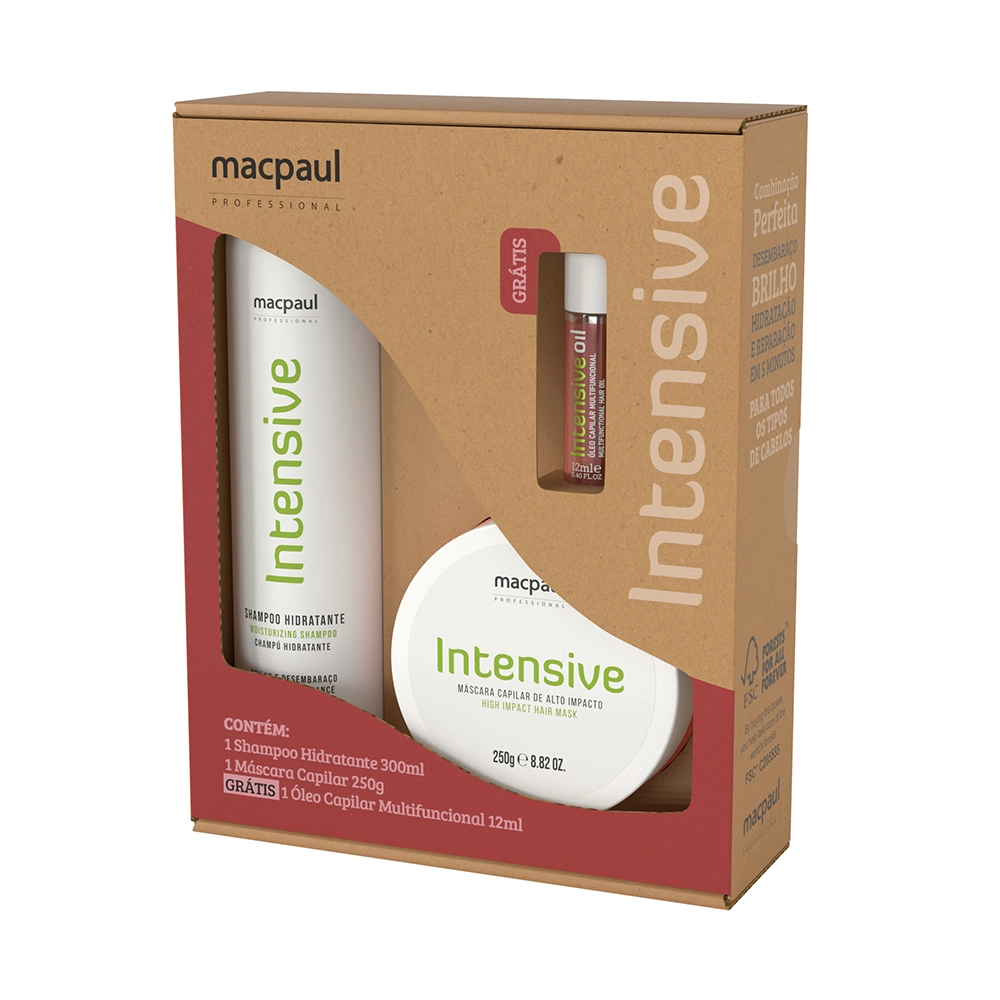 Kit Macpaul Ntensive Sh 300ml Masc 250g Oleo 12ml 1un
