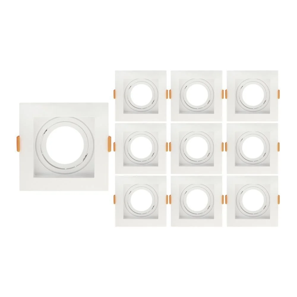 10 Spots De Embutir Recuado Taschibra Conecta Para Lâmpada Mr16 Quadrado Branco