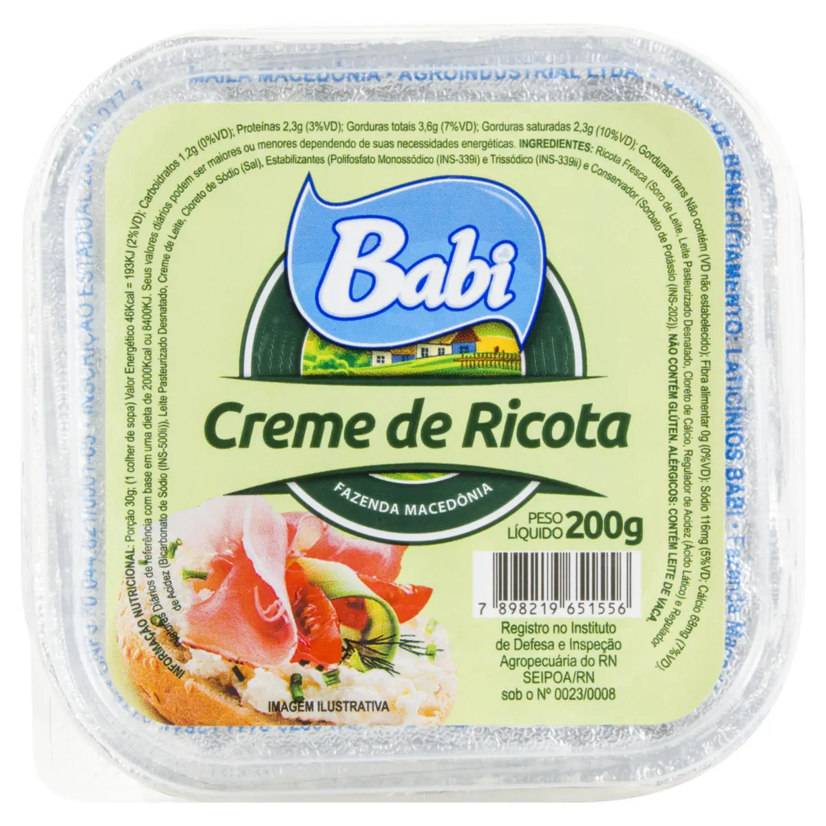Creme De Queijo Ricota Babi Pote 200g