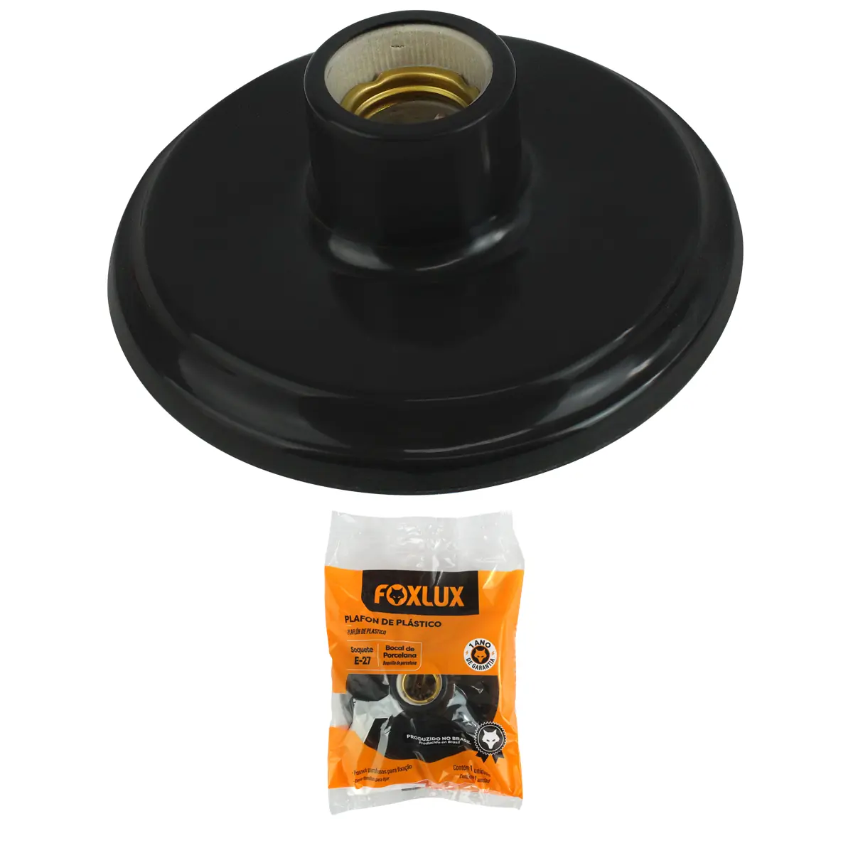 Kit 2 Plafon De Plástico Foxlux Bocal Em Porcelana E-27