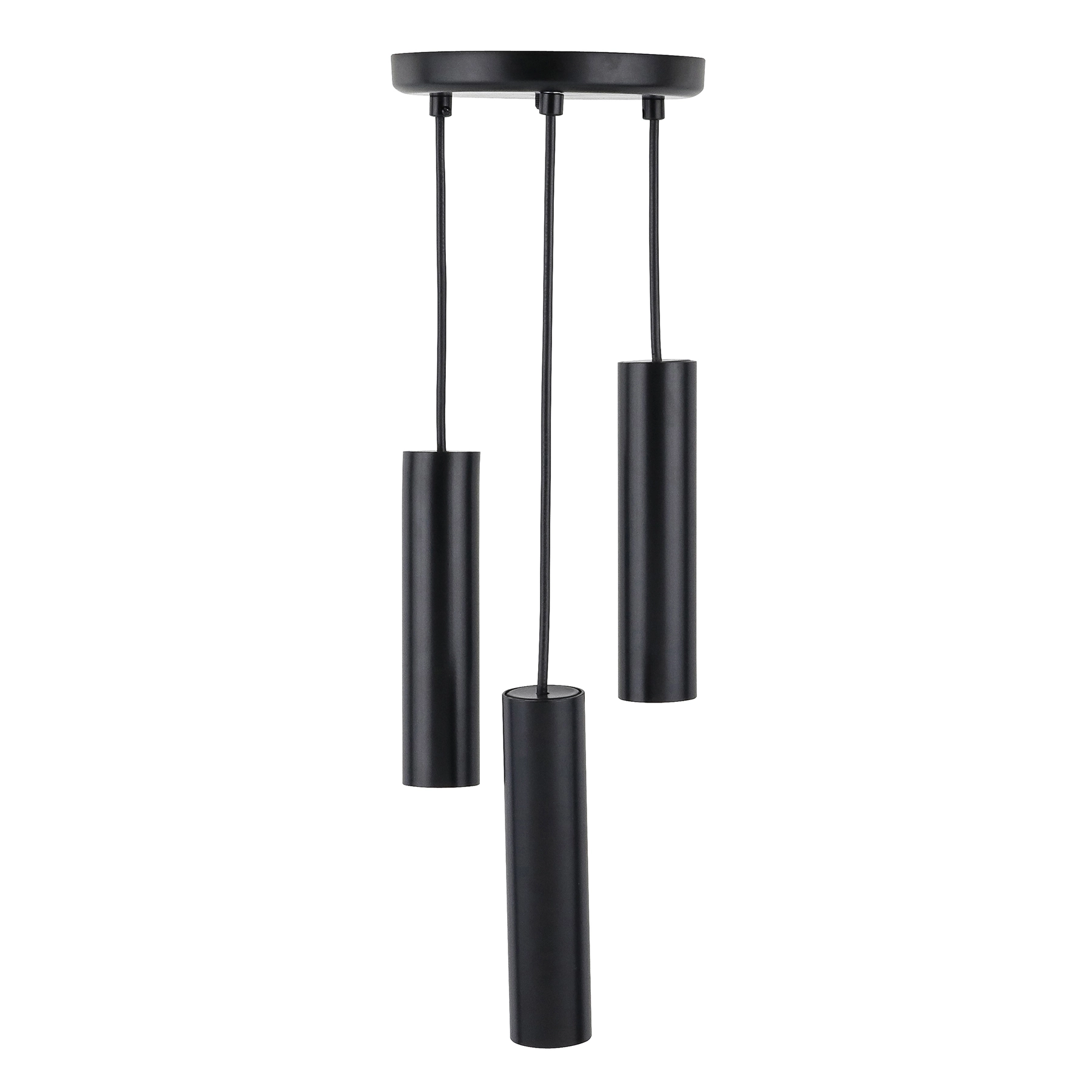 Pendente Tubo 3 Lâmpadas Metal Preto Mini Tube Auremar