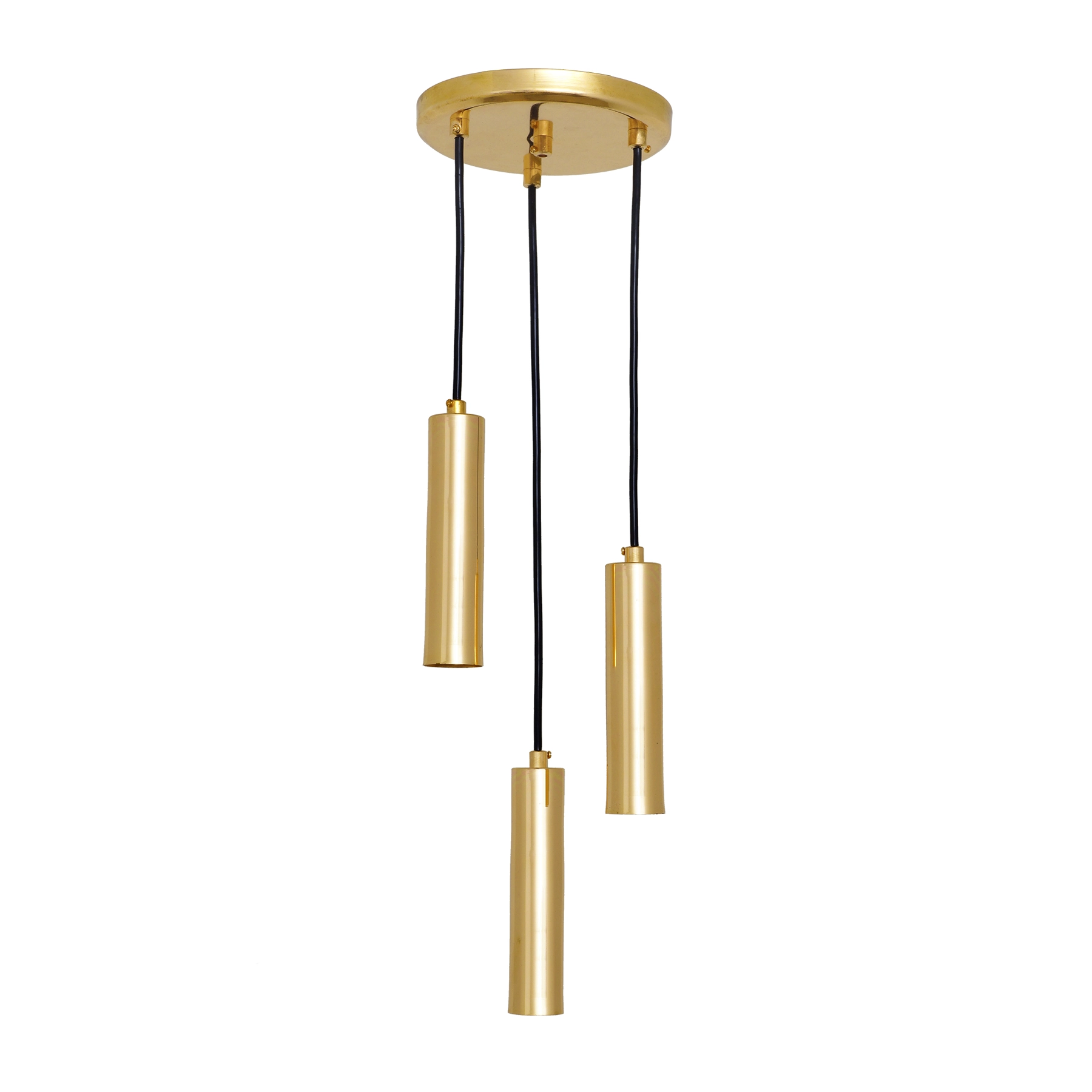 Pendente Tubo 3 Lâmpadas Metal Dourado Mini Tube Auremar