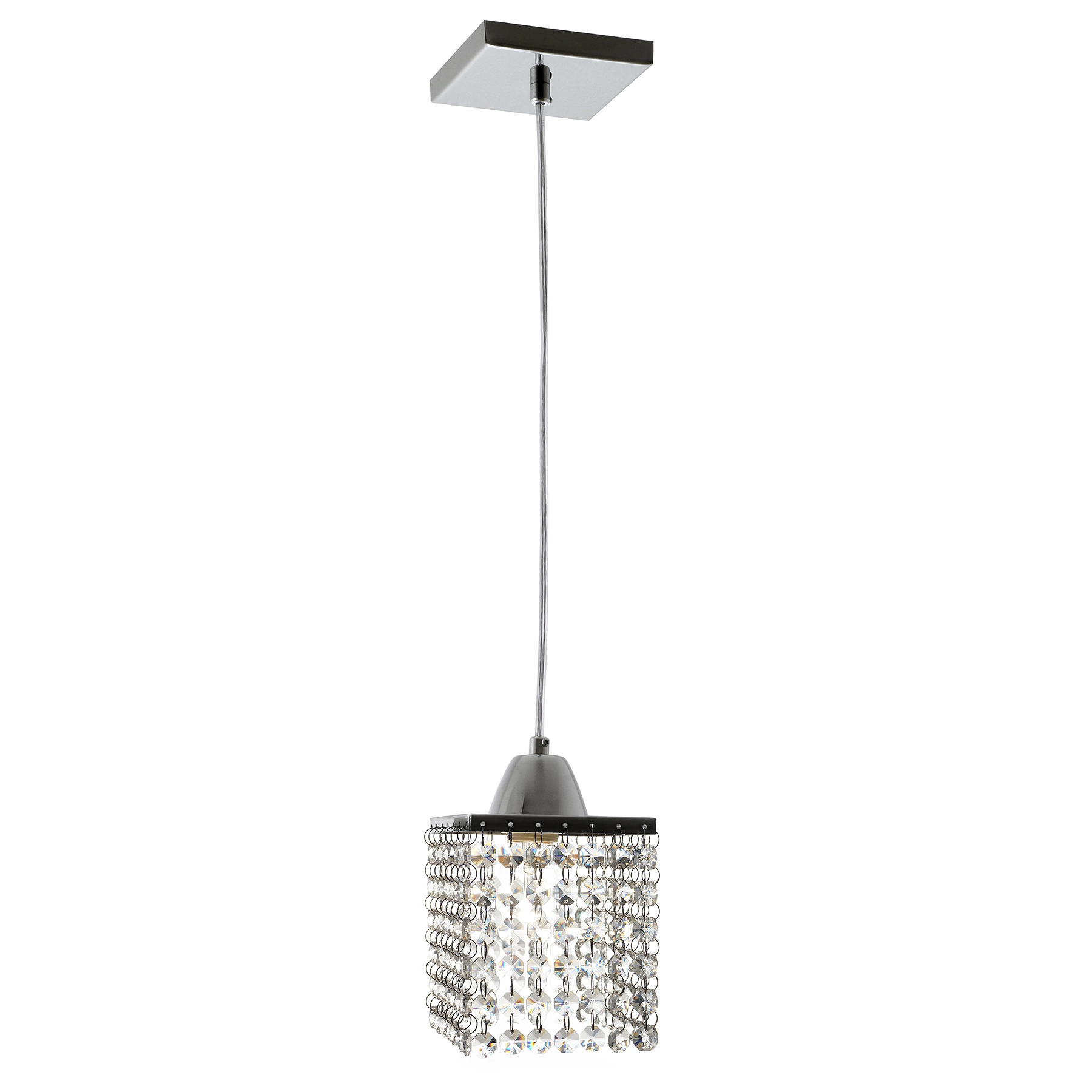Pendente Retangular 1 Lâmpada Cristal e Metal Incolor Cordoba Auremar