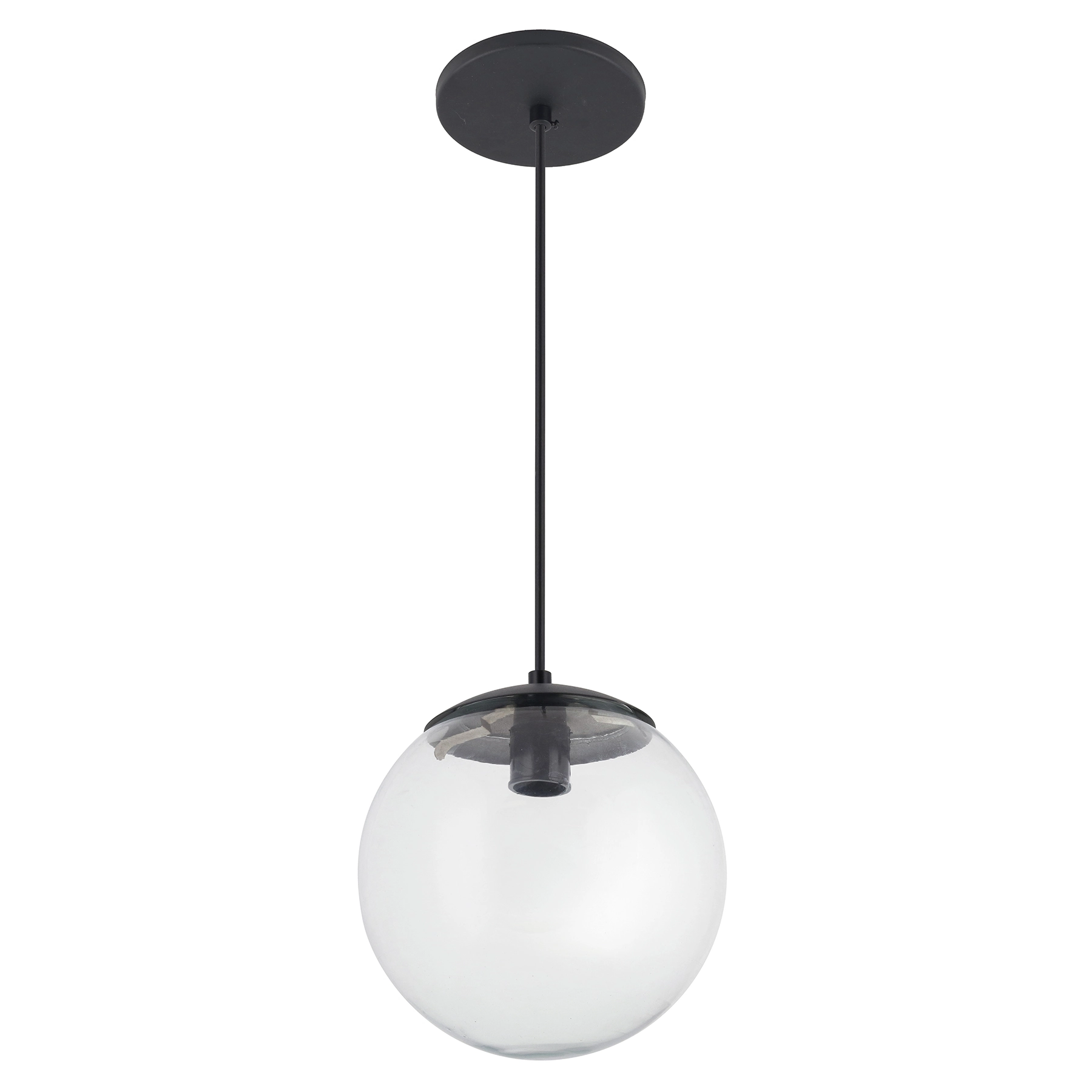 Pendente Globo 1 Lâmpada Metal e Vidro Preto e Incolor Moon Clear Auremar