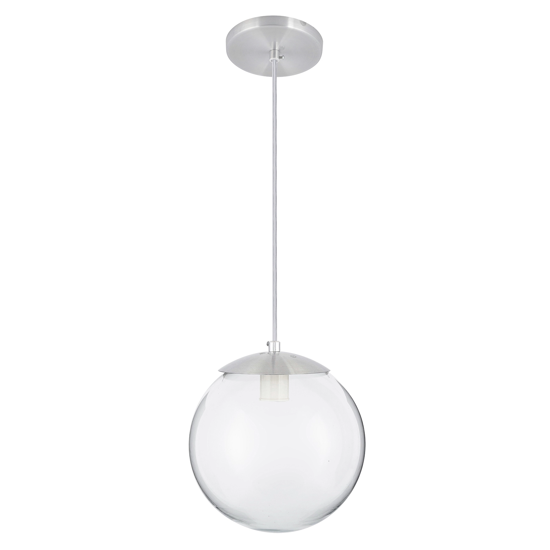 Pendente Globo 1 Lâmpada Metal e Vidro Cinza e Incolor Moon Clear Auremar