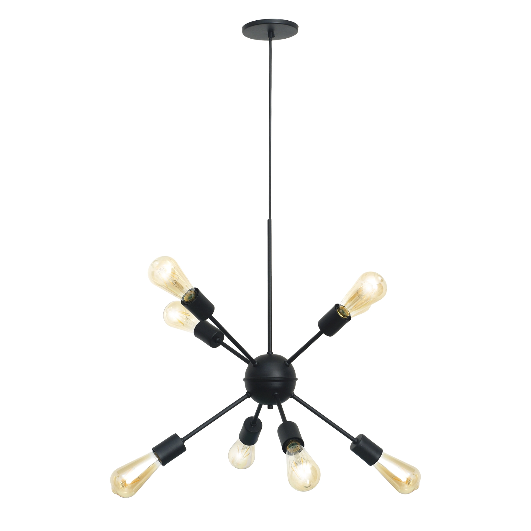 Pendente Sputnik 8 Lâmpadas Metal Preto Sputnik Auremar