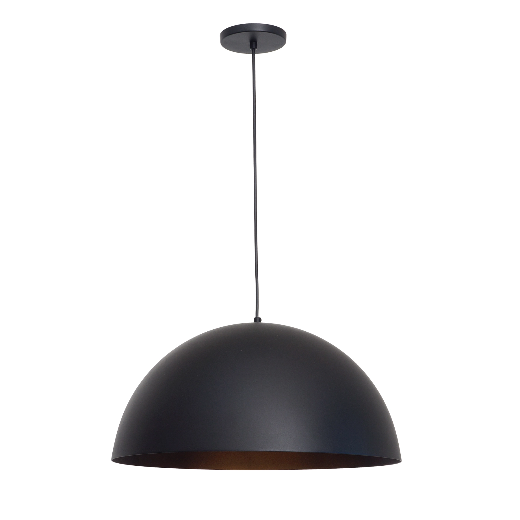 Pendente Meia Bola 1 Lâmpada Metal Preto Meia Esfera Auremar