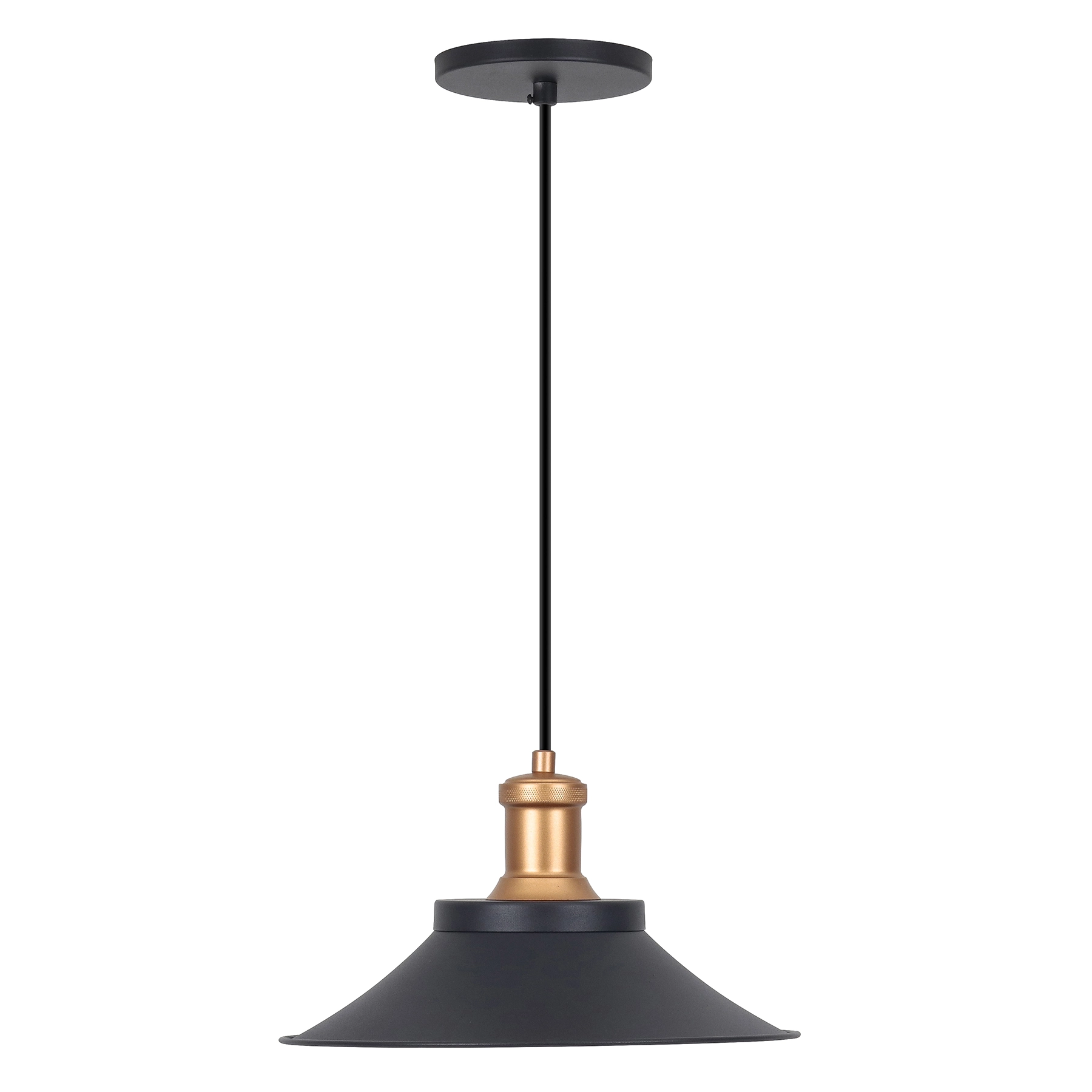 Pendente Chapéu Chinês 1 Lâmpada Metal Preto Hat Auremar