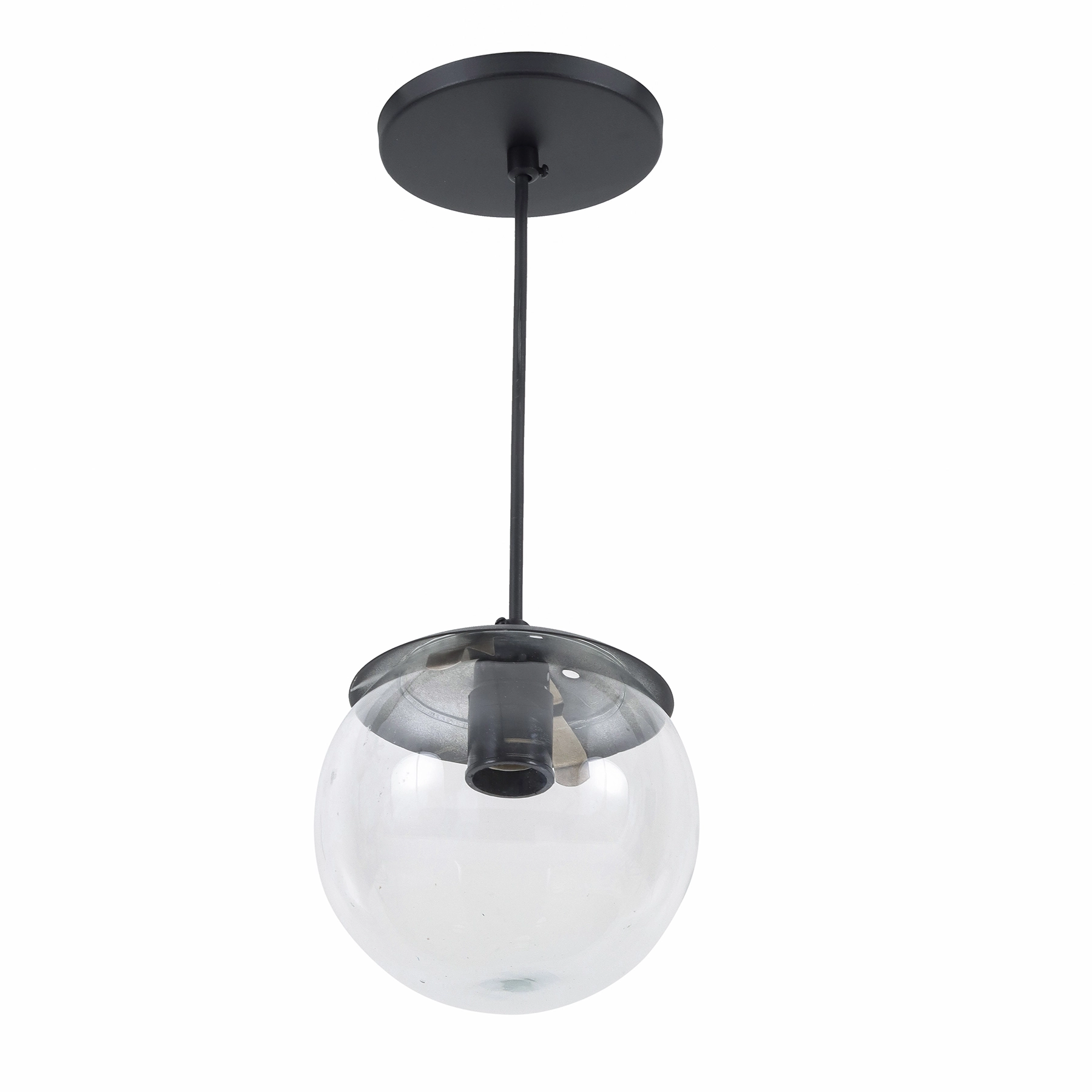 Pendente Globo 1 Lâmpada Vidro e Metal Preto Moon Auremar