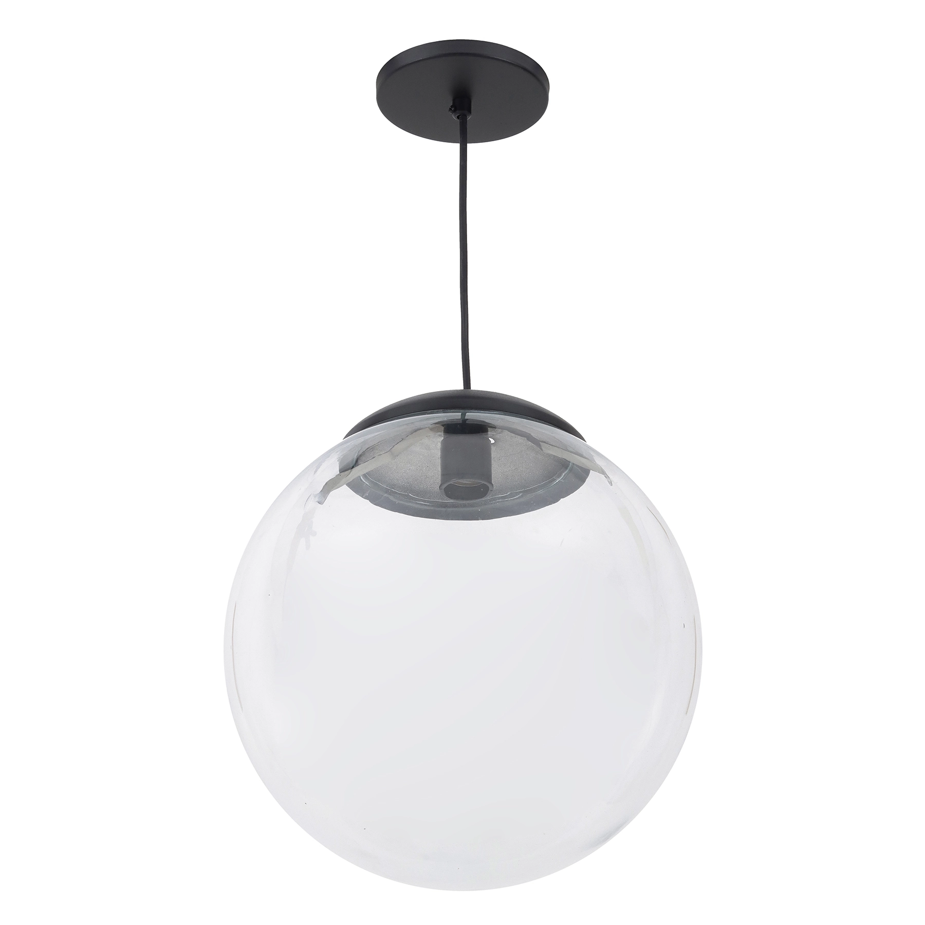 Pendente Globo 1 Lâmpada Vidro e Metal Preto Moon Auremar