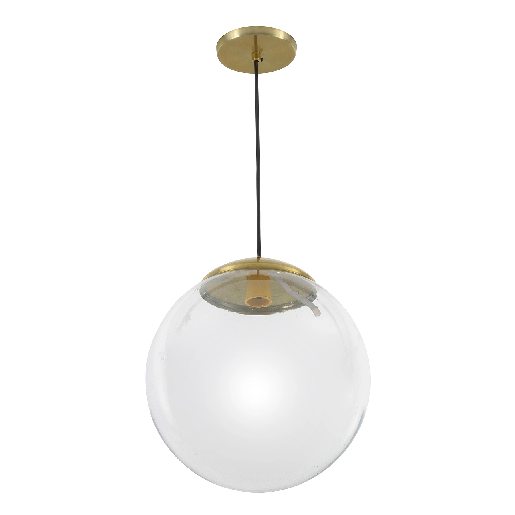 Pendente Globo 1 Lâmpada Vidro e Metal Dourado Moon Auremar