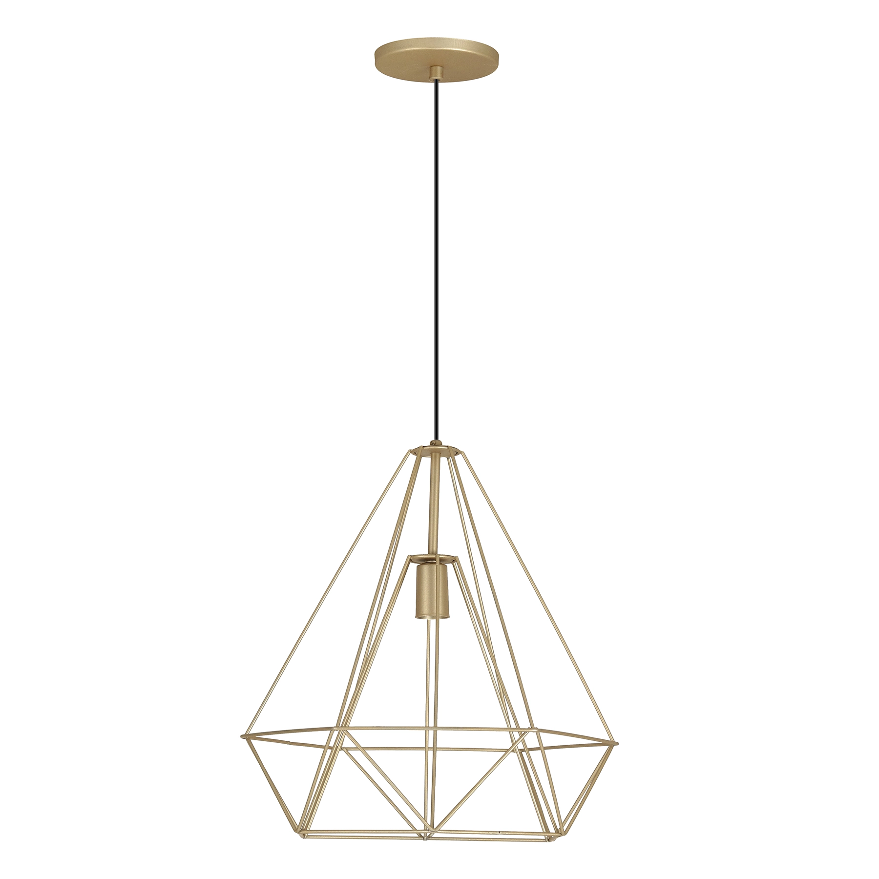 Pendente Diamante 1 Lâmpada Metal Dourado Auremar