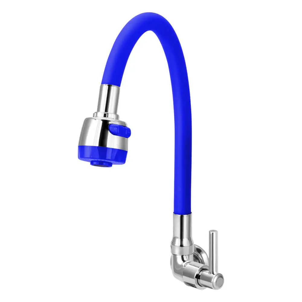 Torneira Gourmet Flexível De Cozinha Parede Azul 1/4 De Volta C51