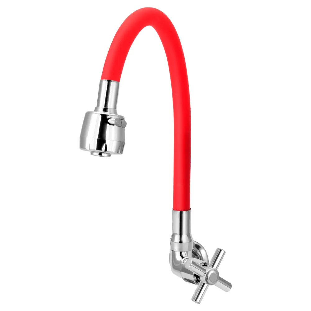 Torneira Gourmet Flexível De Cozinha Parede Vermelha 1/4 De Volta C62