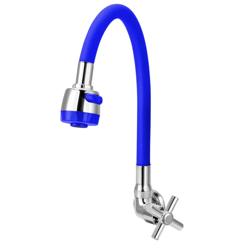 Torneira Gourmet Flexível De Cozinha Parede Azul 1/4 De Volta C62