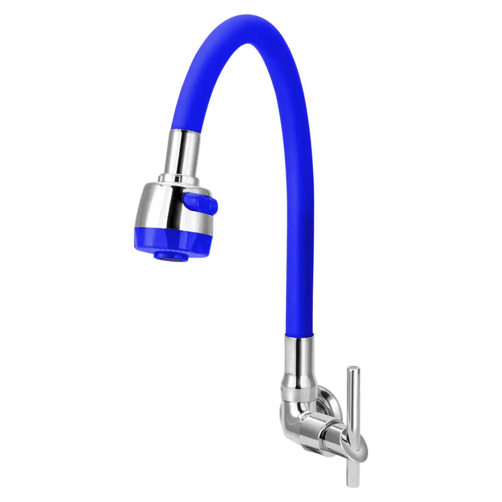 Torneira Gourmet Flexível De Cozinha Parede Azul 1/4 De Volta C61