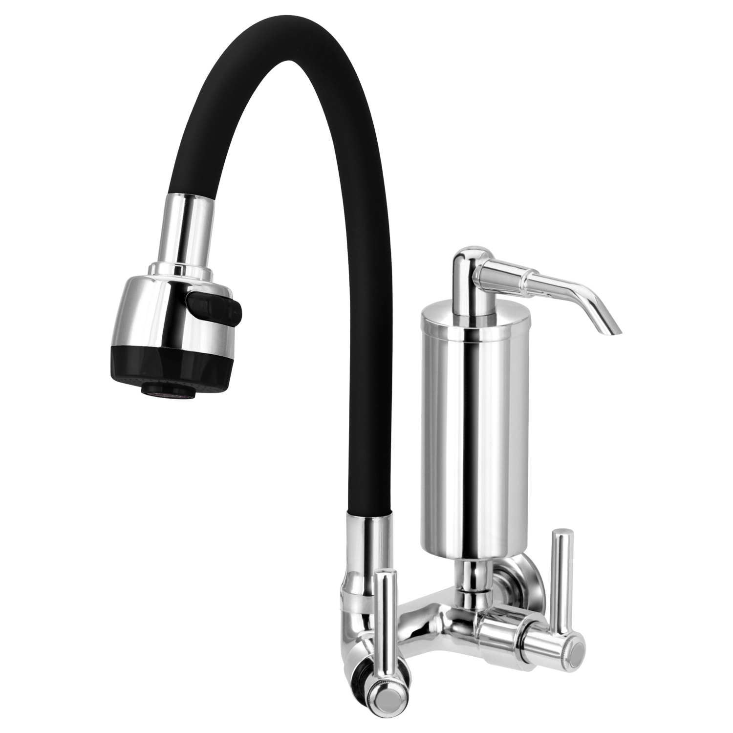 Torneira Gourmet De Cozinha Parede Com Filtro Preta C51