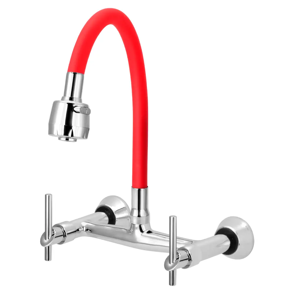 Misturador De Cozinha Flexível Vermelho Para Parede 1/4 De Volta C61