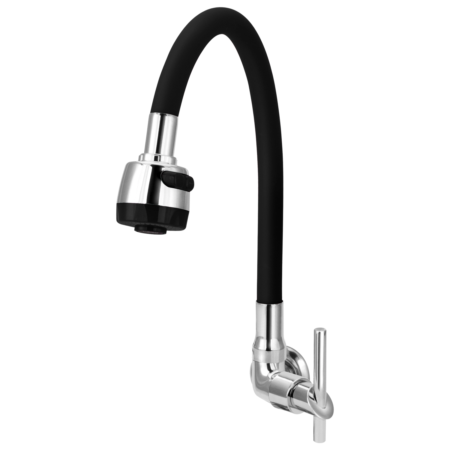 Torneira Gourmet Flexível Cozinha Parede Preta C61